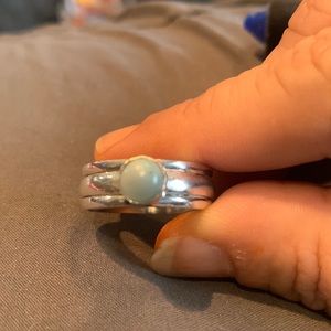 Natural Larimar, 925 Sterling, Meditation Anxiety Spinner Fidget Ring 91/2